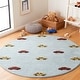 preview thumbnail 1 of 11, SAFAVIEH Handmade Kids Elisabetha Cars Wool Rug 5' Round - Light Blue/Yellow - Round