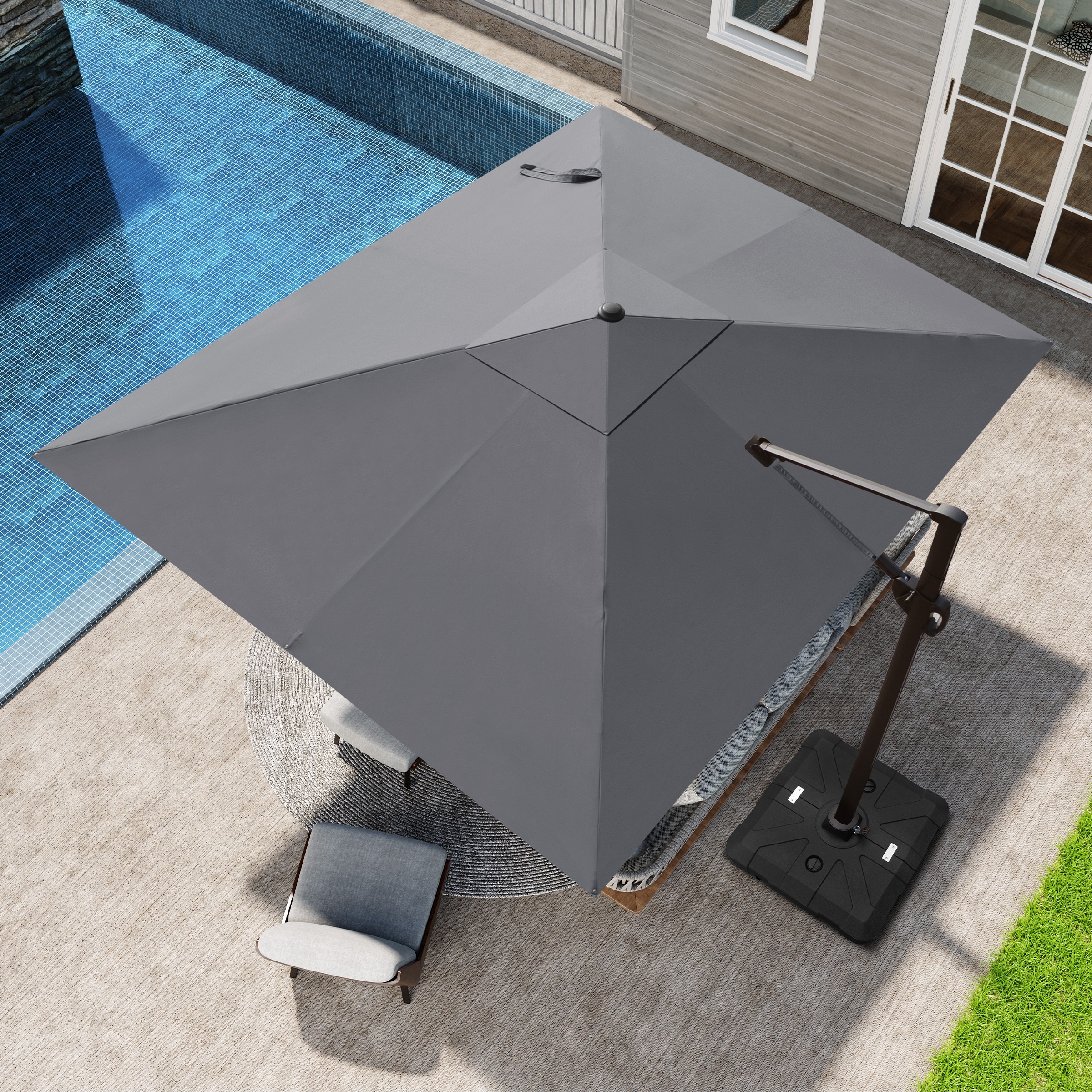 Pellebant 9 FT x 10.5 FT Outdoor Cantilever-Offset Umbrella Include Base