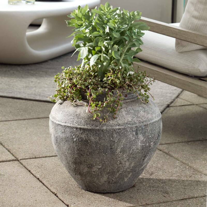 Uttermost 17140 Echoes Of Time 16" Wide Concrete Outdoor Planter - Whitewash