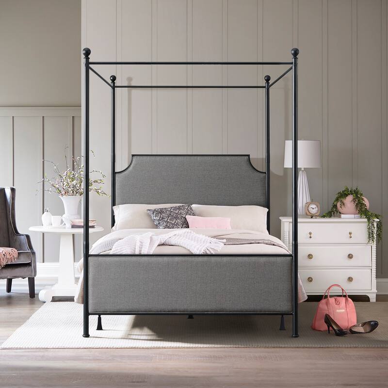 McArthur Metal and Upholstered Canopy Bed
