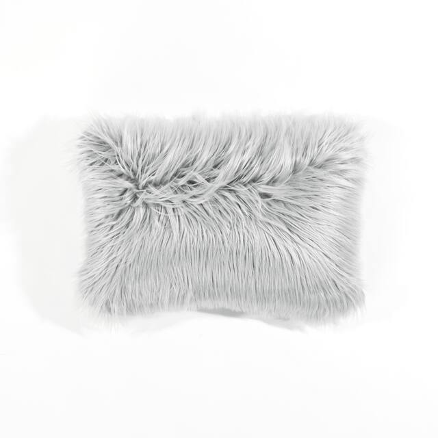 Lush Decor Mongolian Luca Faux Fur Decorative Pillow Cover - Gray - 13" x 20"