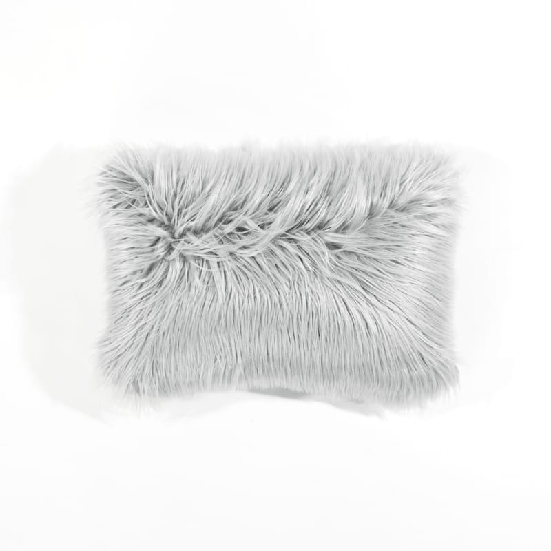 Lush Decor Mongolian Luca Faux Fur Decorative Pillow Cover - Gray - 13" x 20"