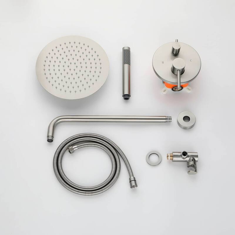 Wall Mounted Shower Faucet With Handheld Sprayer 10 Inch Shower Head Combo Set Modern Rainfall Shower System With Hand Shower