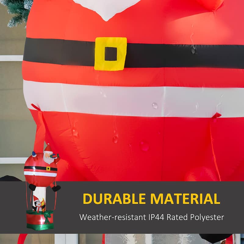 Outsunny 8ft Inflatable Christmas Santa Claus Hot Air Balloon with Penguin, Blow-Up Outdoor LED Yard Display