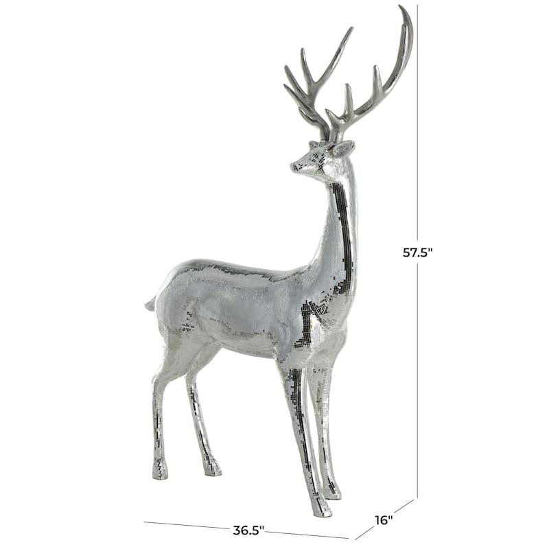 Fiberglass Reindeer Floor Decorative Christmas Sculpture with Mosaic Pattern - Copper or Silver - Roche River Decor
