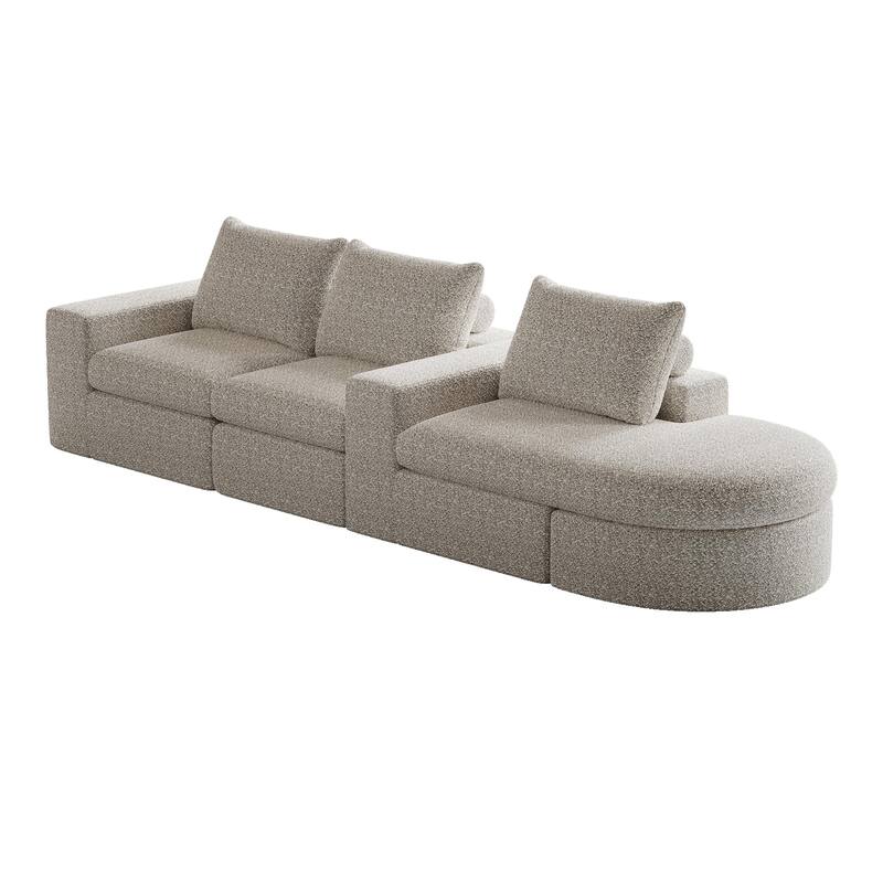 99-Inch Chenille Cloud Curved Sectional Sofa with Chaise, L-Shaped Modern Boneless Couch with Deep Seats,Sectional Sofa