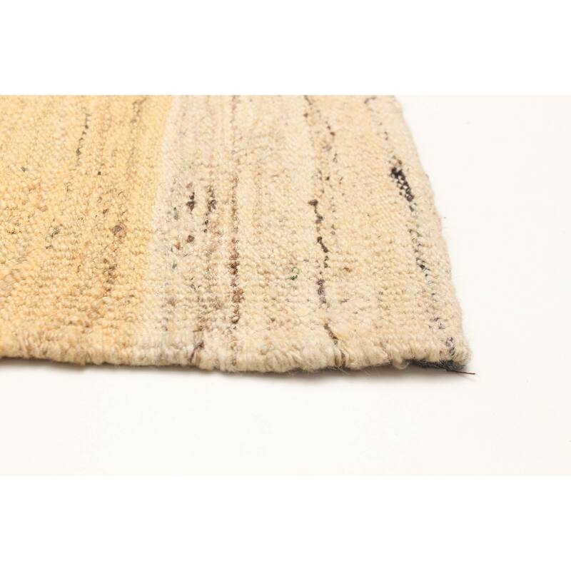 ECARPETGALLERY Flat-Weave Boho Beige Wool Kilim - 4'11 x 7'3