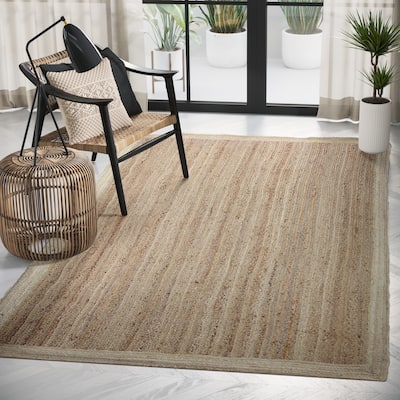 Abani Jute JUT130A Natural Fiber Purple Natural Area Rug