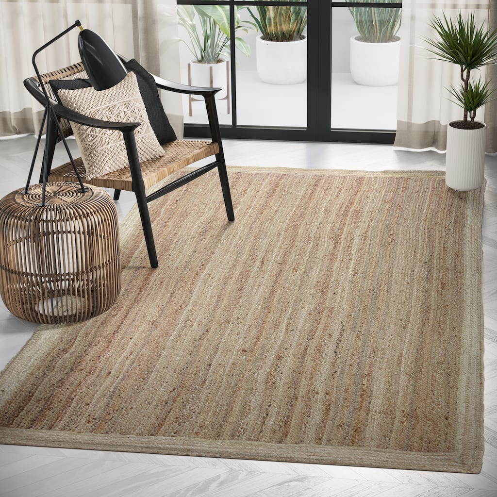 Abani Jute JUT130A Natural Fiber Purple Natural Area Rug