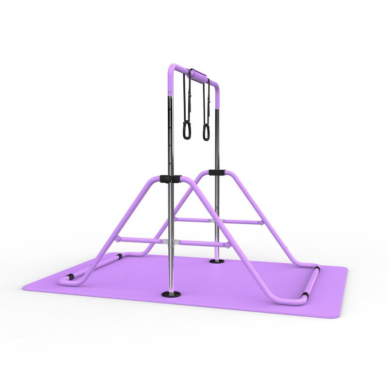 Gymnastics Bar for Kids, Gymnastics Horizontal Bar with Adjustable Height Foldable Training Bar with Mat for Home Practice