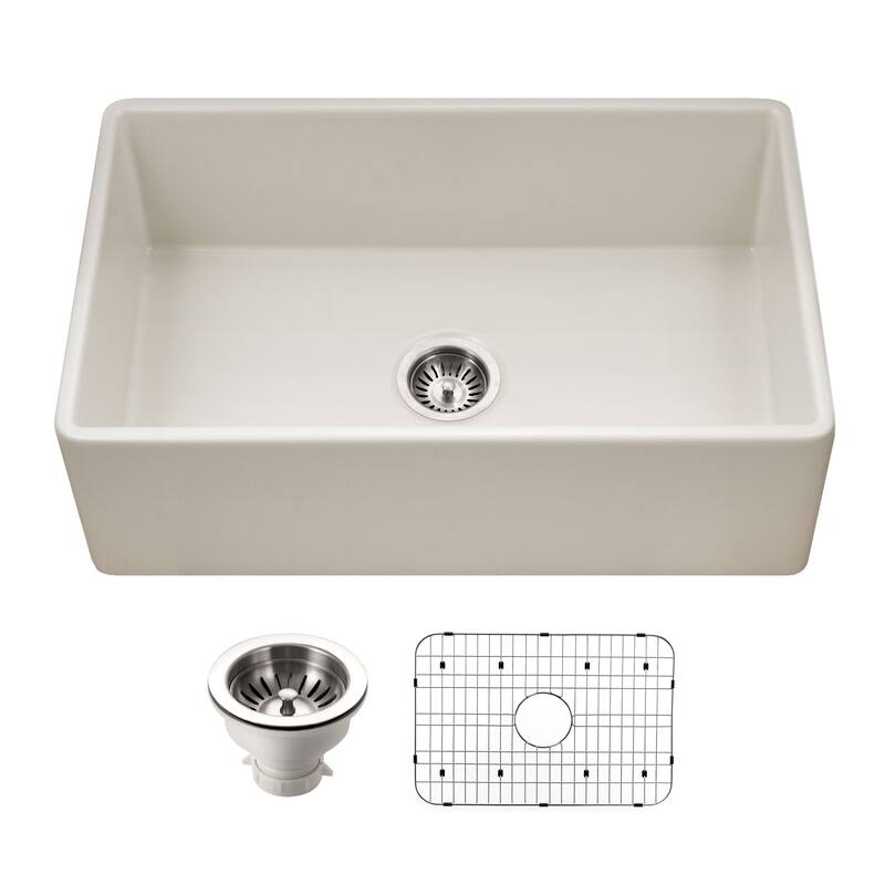 Houzer PTS-4118-C Platus 30" Farmhouse Single Basin Fireclay Kitchen - Biscuit