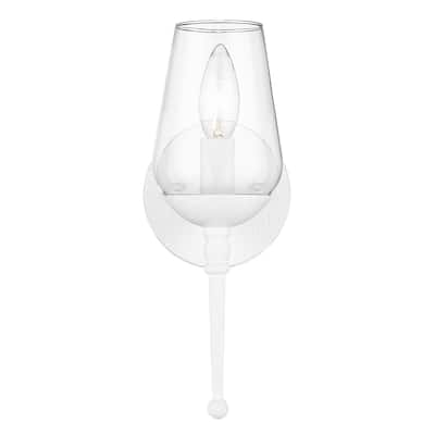 Regent 1 Light Wall Sconce - Textured White Plaster with Clear Glass - Textured White Plaster with Clear Glass
