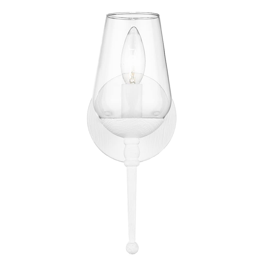 Regent 1 Light Wall Sconce - Textured White Plaster with Clear Glass - Textured White Plaster with Clear Glass
