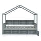 preview thumbnail 7 of 18, Twin Size Wooden House Bed Platform Bed With Shelves And a Mini-cabinet,Solid Construction For Bedroom