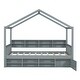 preview thumbnail 8 of 34, Wooden House Headboard Bed Frame w/ Shelves & Mini-cabinet, Unisex