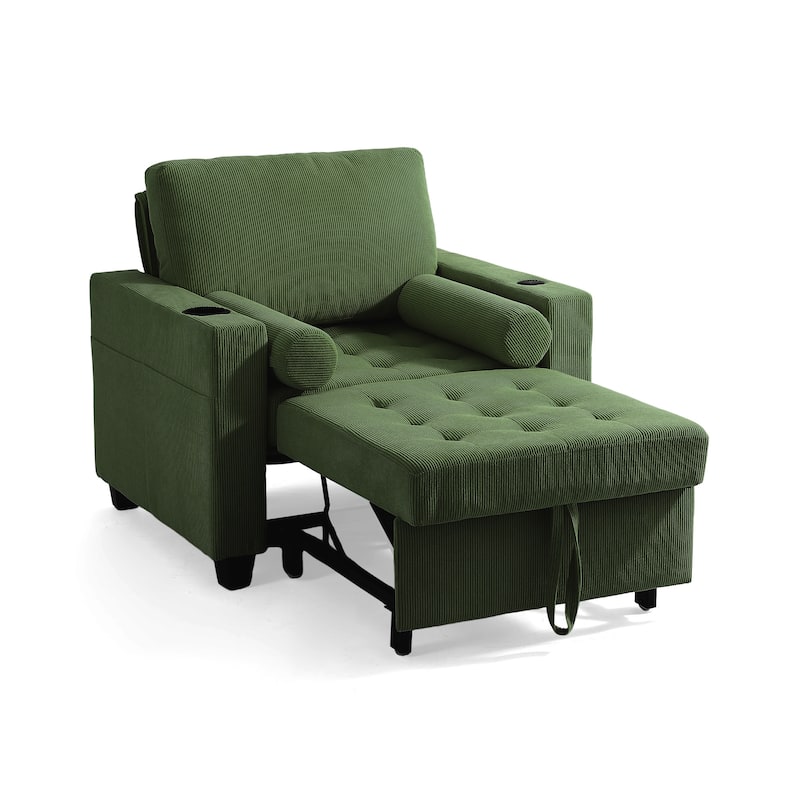 3-in-1 Pull-Out Sleeper Chair Bed Convertible Adjustable Lounge