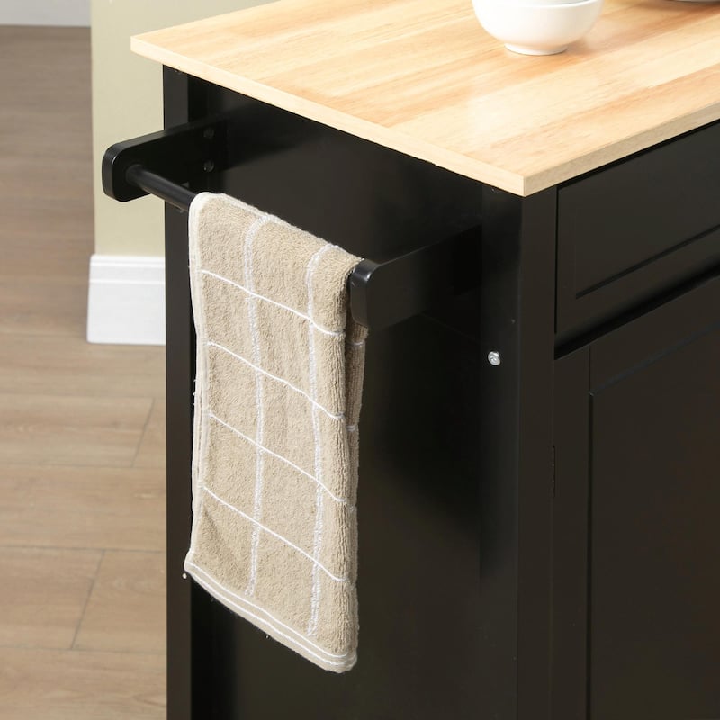 Rolling Kitchen Island Cart with Solid Wood Top and Drawer