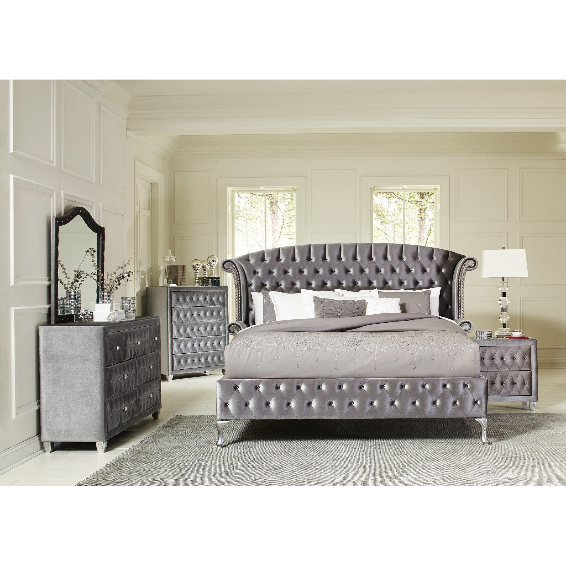 Grey online tufted dresser