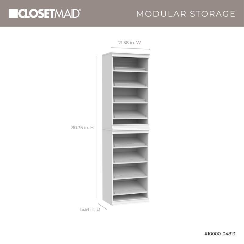ClosetMaid Modular Storage 21.38-inch W 8-Shelf Shoe Tower Wood Closet System