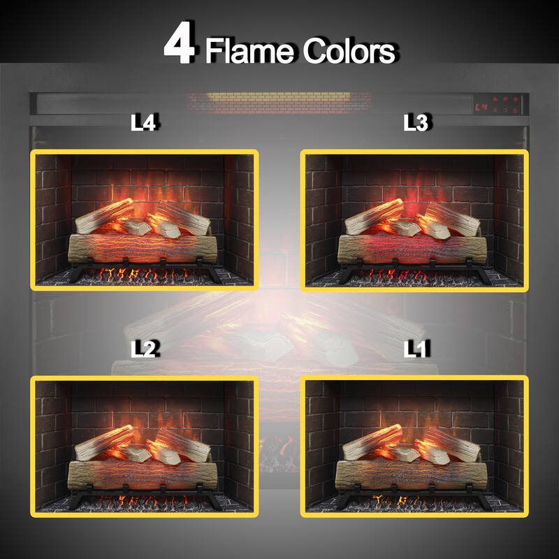 33" Infrared Electric Fireplace Insert, Touch Panel Home Decor Heater