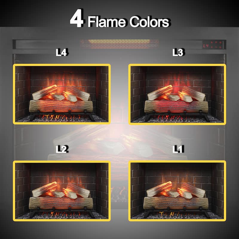 33 inch Infrared Electric Fireplace Insert, Touch Panel Heater,Smokeless Firebox,With fixed Trim Kit,With Crackling Sound