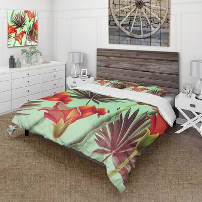 Designart 'Tropical VIntage Flowers VIII' Traditional Duvet Cover Set