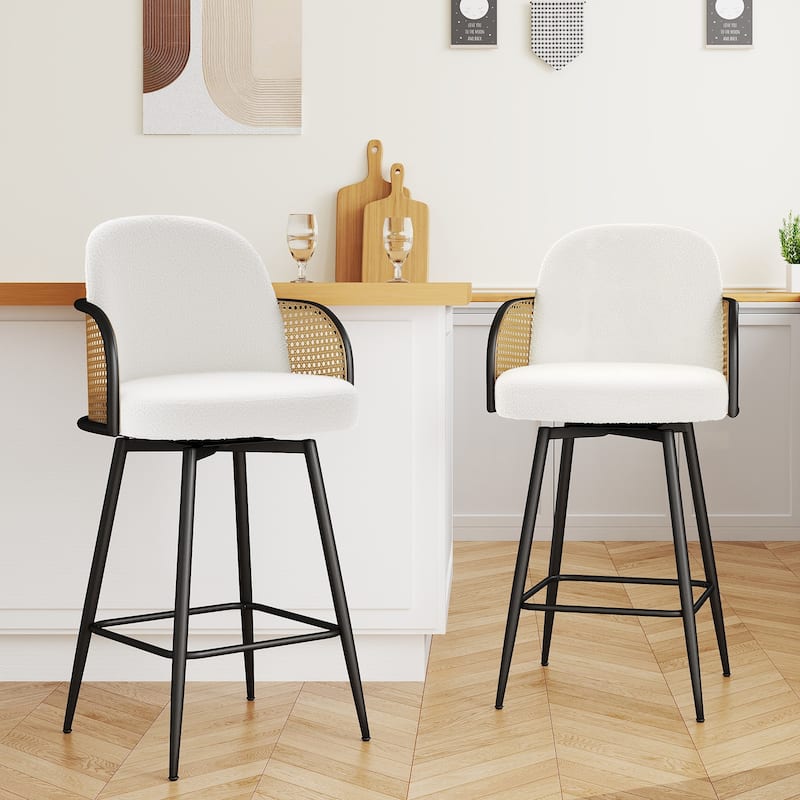 26" Swivel Boucle Fabric Upholstered Bar Stool - 38.2"H x 21.5"W x 23.2"D