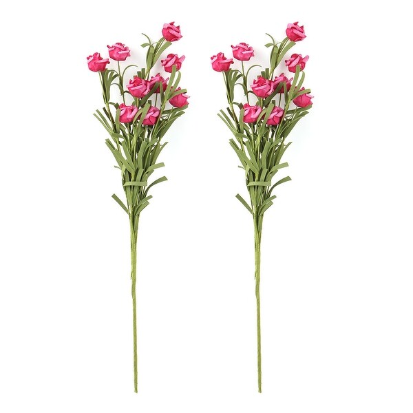 Home Foam Rose DIY Craft Emulation Artificial Flower Bouquet Decor Fuchsia 2pcs