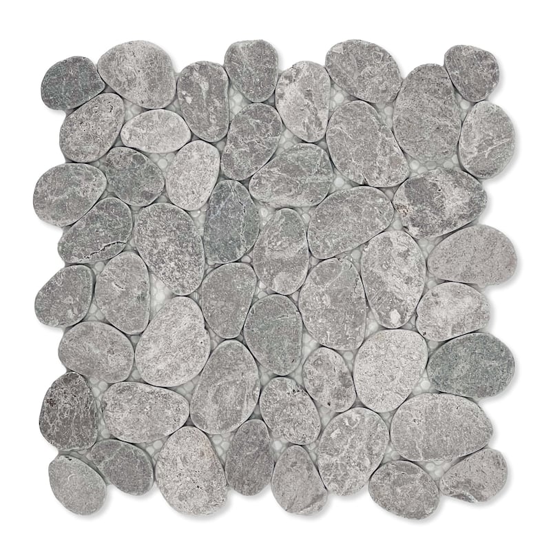 Cruz Bay Studio XC3 Coin Marble - 11" x 11" Pebble and Rock Floor and - Ash Grey