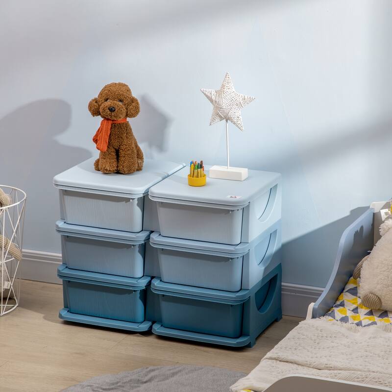 3 Tier Kids Storage Unit,6 Drawer Chest Toy Organizer Plastic Bins for Kids Bedroom Nursery Kindergarten Living Room