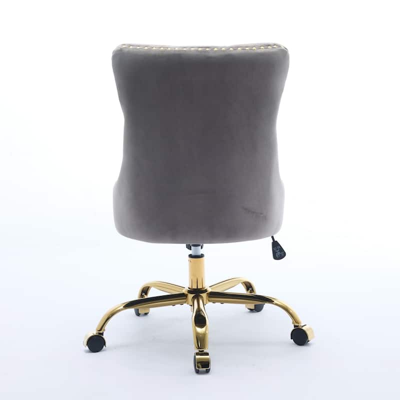 Modern Velvet Swivel Height-adjustable Office Chair with Tufted Back