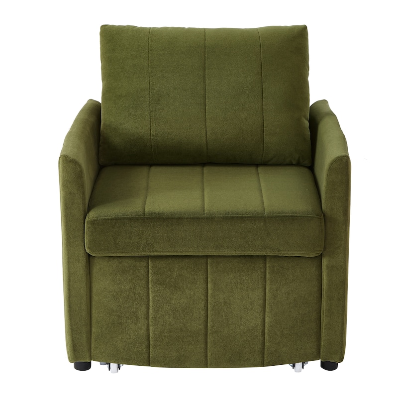 Roomfitters Convertible Sleeper Sofa with Pull-Out Bed 5-Position Adjustable Backrest Side Pockets & Storage Basket