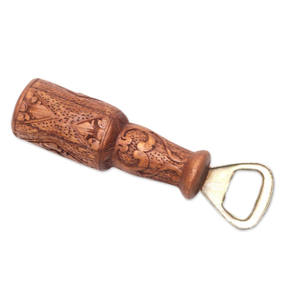 Handmade Refreshment Vine Wood Bottle Opener (Indonesia) - 6.75" H x 1.7" Diam.