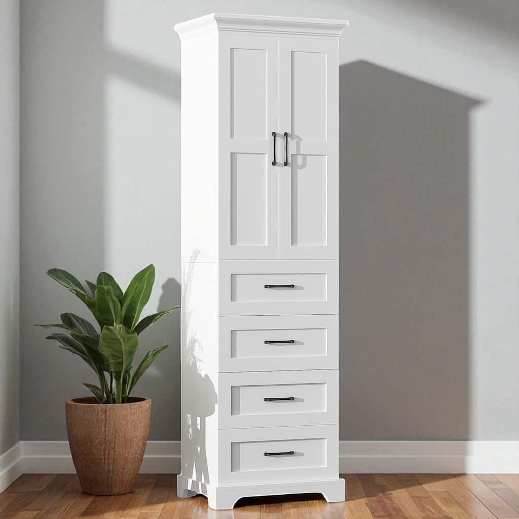 71.6 Inch Freestanding Bathroom Vanity with Soft-Close Doors, 3 Drawers, Adjustable Shelf, White Cabinet