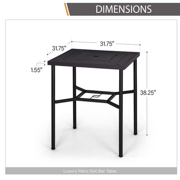 dimension image slide 0 of 2, MAISON ARTS 3/5-Piece Patio Bar Stool Set of Metal Coffee Table & Textilene Swivel High Bar Stools