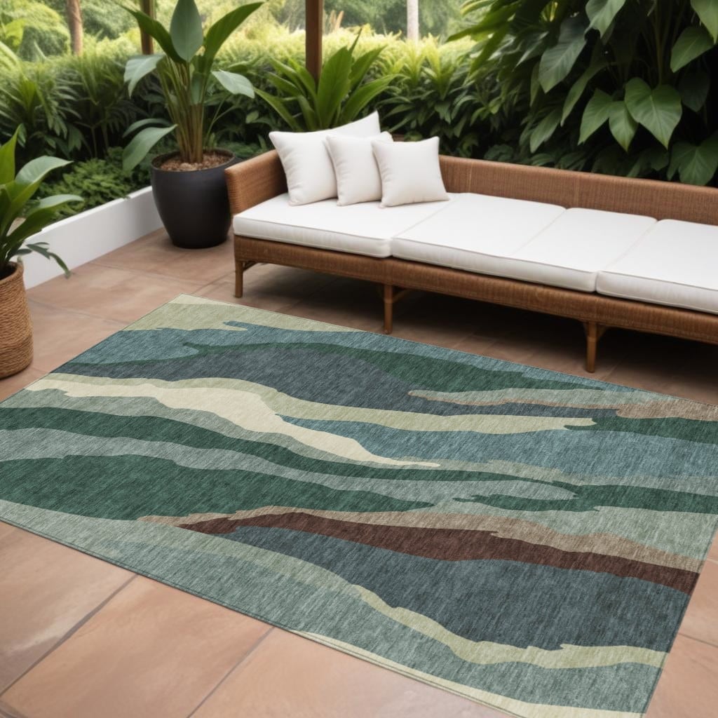 HomeRoots Abstract Transitional Rectangle Outdoor Rug