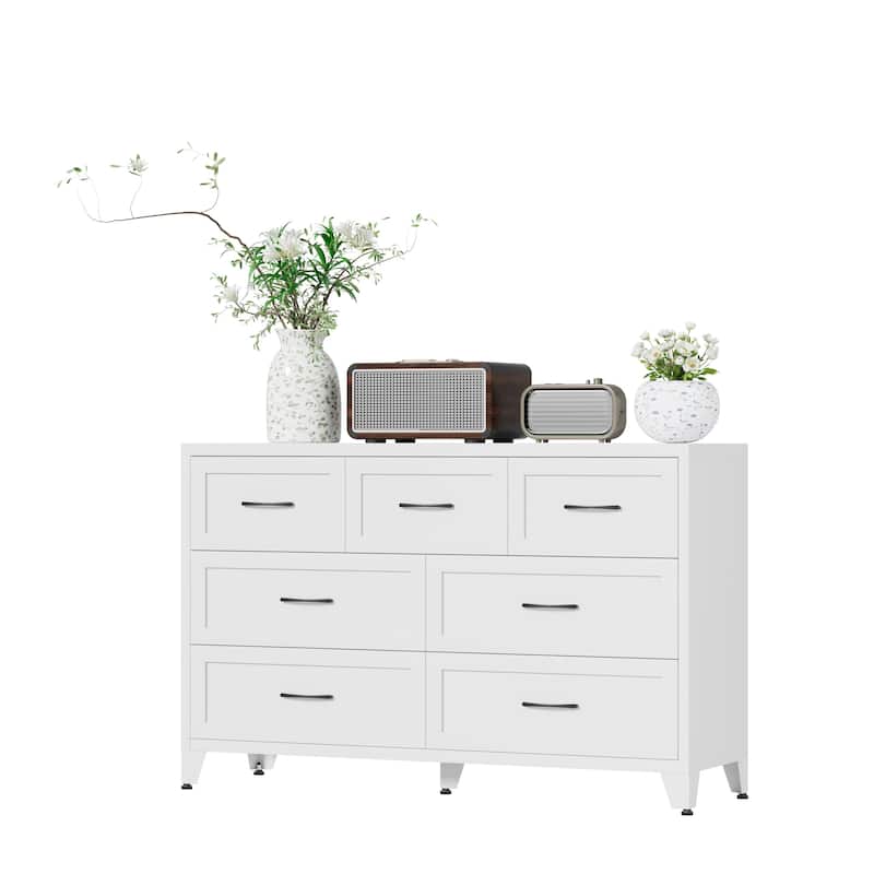 Bedroom Dresser Metal Storage Cabinet with Drawers, Space-Saving Chest of Drawers for Bedroom Living Room Entryway