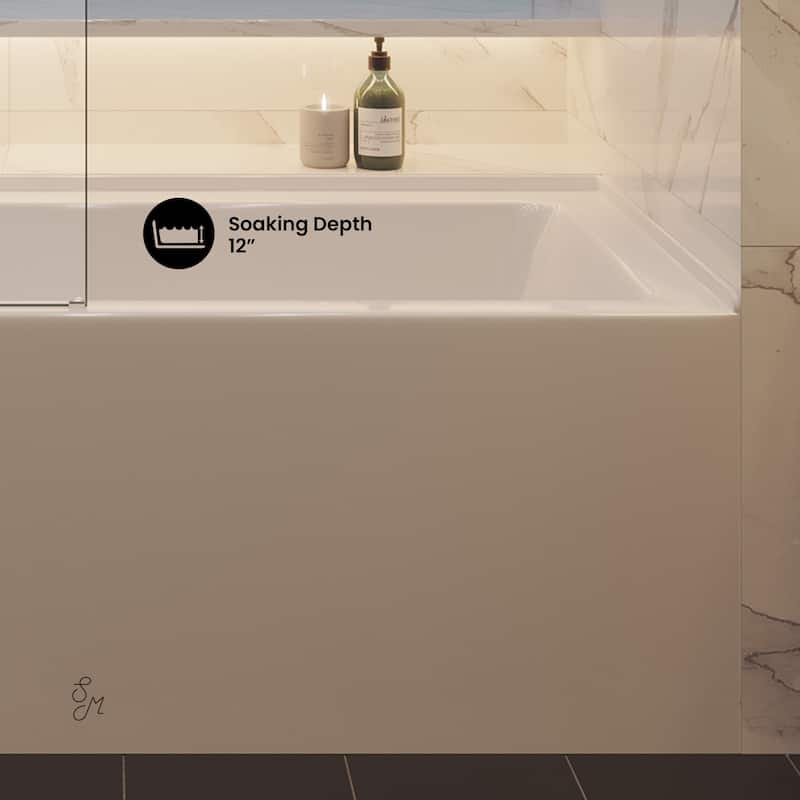 Voltaire 60" x 30" Left Drain Skirted Soaking Bathtub with Apron ADA Height in Glossy White