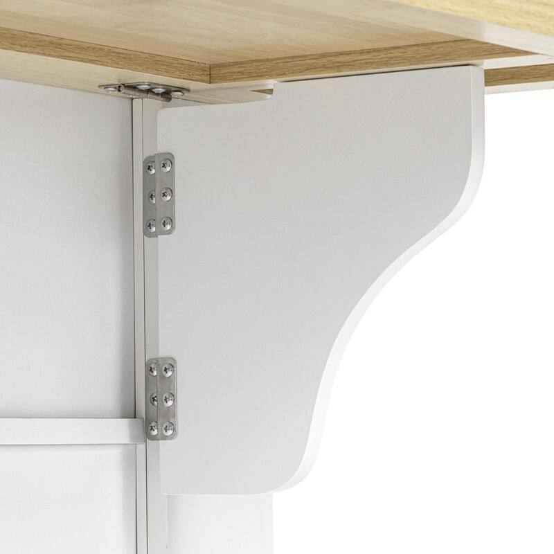 Rolling Kitchen Island with 6 Drawers, Pull-Out Trash Can Storage, Drop Leaf, Power Outlet & Side Racks