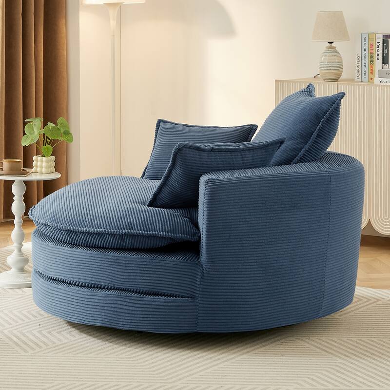 57.5" 360° Swivel Barrel Chair - Dual-Layer Cushion with 3 Removable Pillows for Living Room & Office