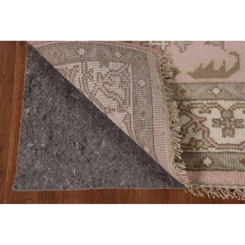 Light Pink Floral Oushak Oriental Area Rug Handmade Wool Carpet - 4'10"x 7'8"