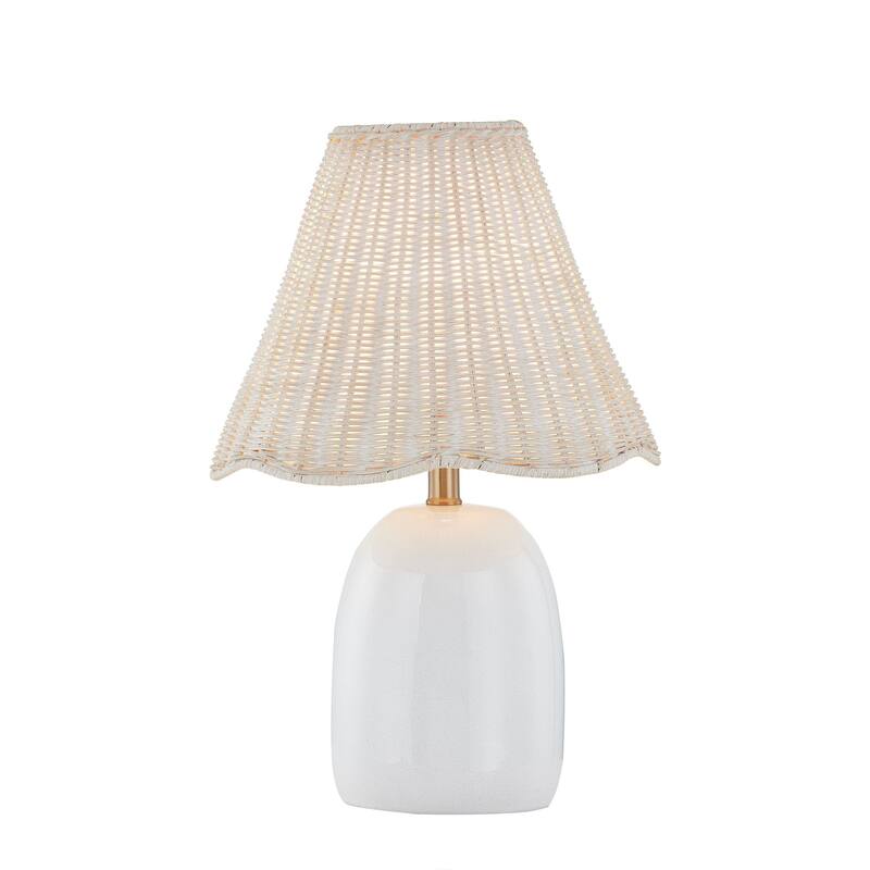 Prairie 18" Table Lamp with Rattan Shade, White (Set of 2)