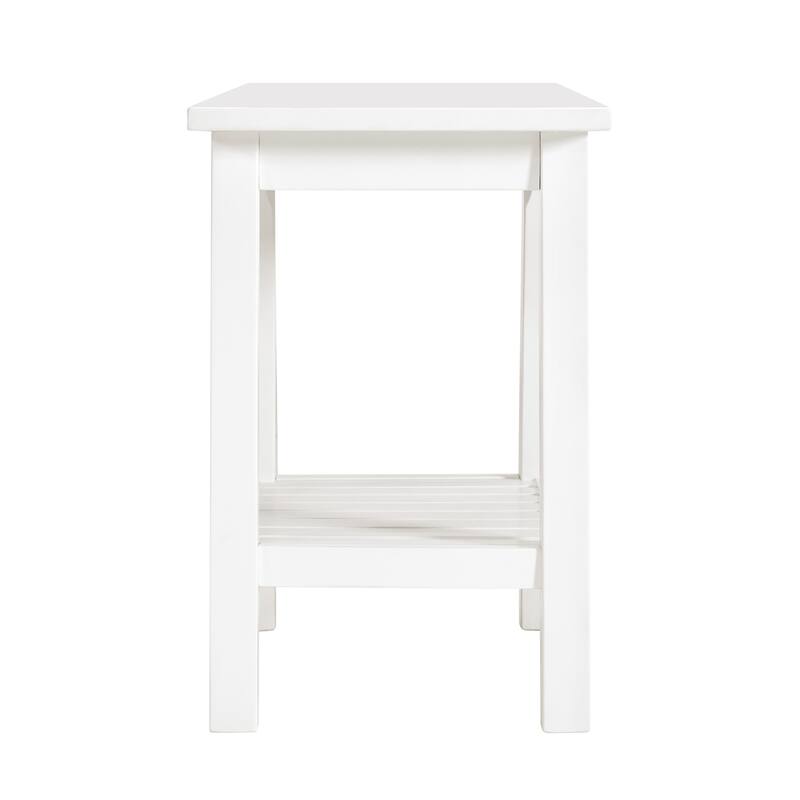 Alaterre Furniture Dorset Bench with Storage Shelf - White