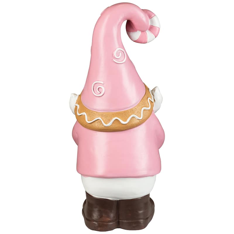 Christmas Gnome Holding Gingerbread Snowflake Cookie Decoration - 11.5" - Pink