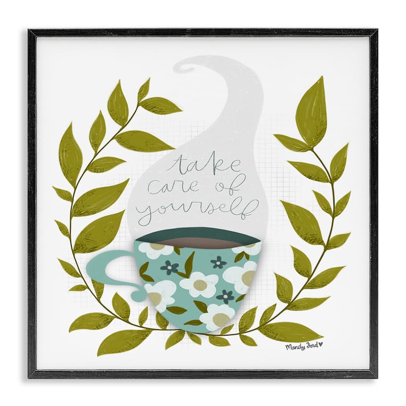 Stupell Take Care with Relaxing Coffee Framed Giclee Art Design By Mandy Ford Art + Illustration - 24 x 24 - Black