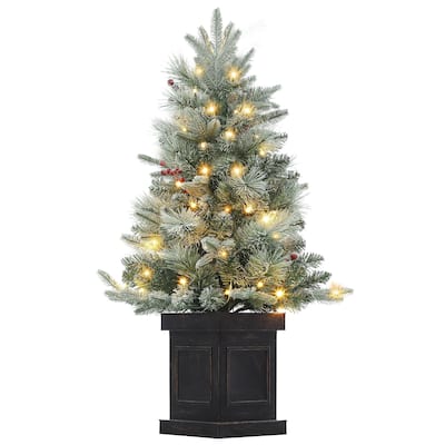 3 Ft Prelit Premium Snow Flocked Artificial Christmas Tree - 3 Foot