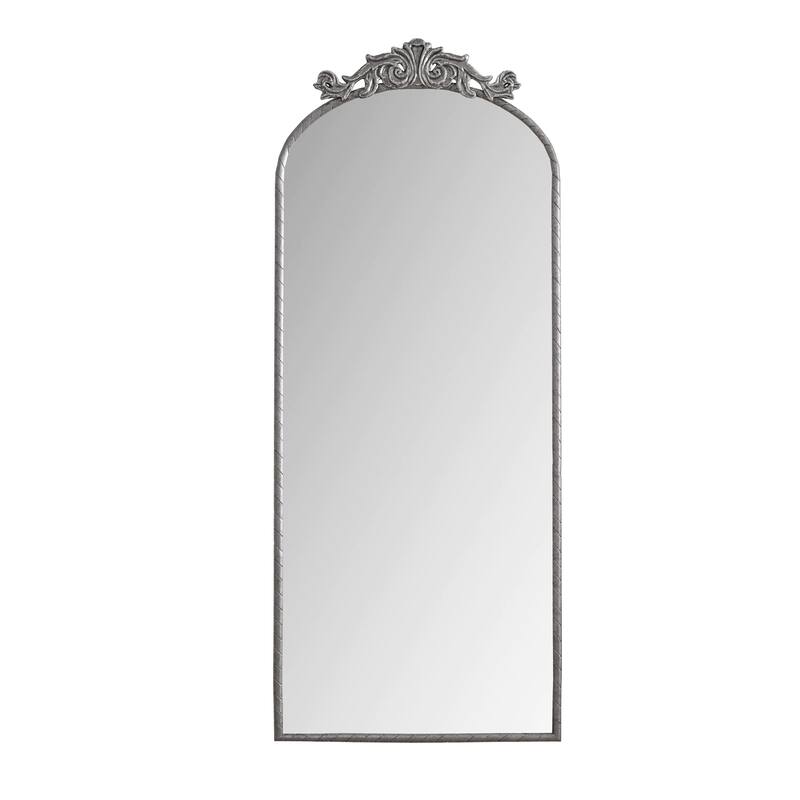 58"x24"Arched Hanging Wall Mounted Mirror with Metal Frame and Hooks