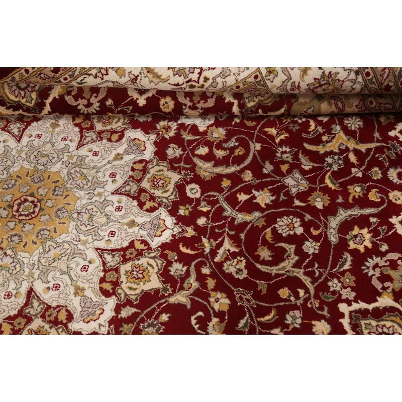 Wool/ Silk Vegetable Dye Floral Tabriz Oriental Area Rug Hand-knotted - 8'1" x 10'5"