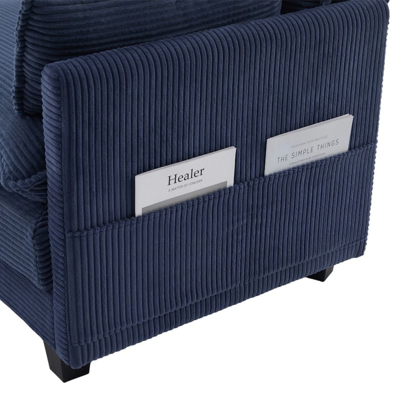 102.95" L-Shaped Corduroy Sectional Sofa with Movable Ottoman