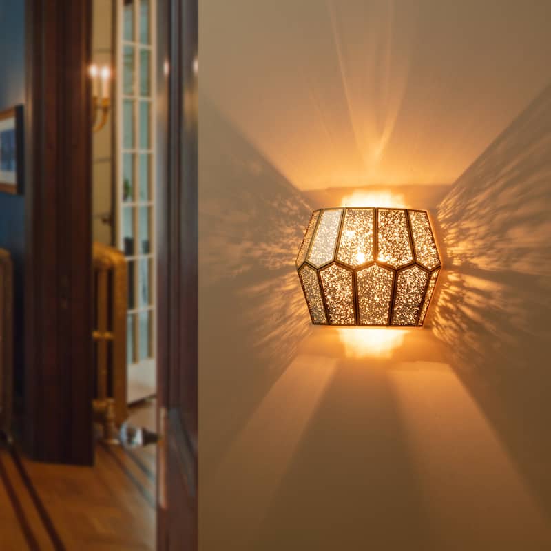 C Cattleya Brass Wall Light Indoor Wall Sconce with Silver Mercury Glass - Antique Brass